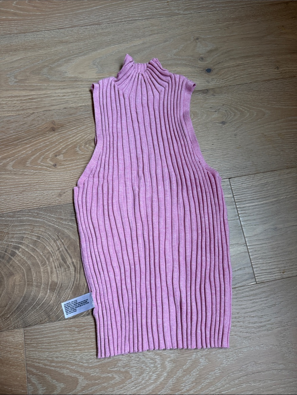 a new day Pink Ribbed Sleeveless Mock Neck Dress